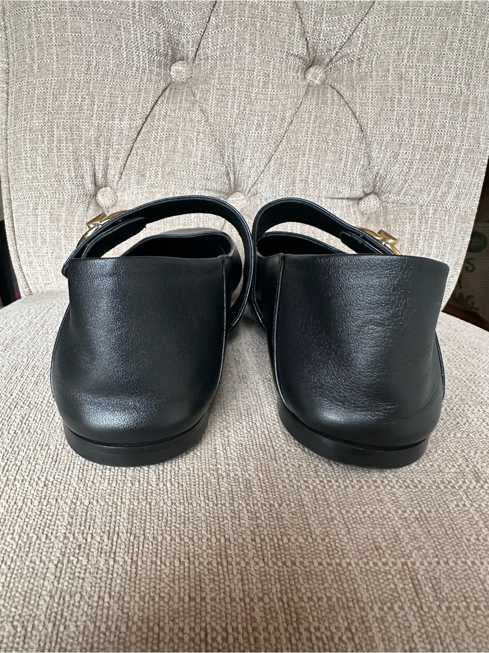 Valentino Garavani Black Leather Logo Insole Flats - Picture 5 of 6